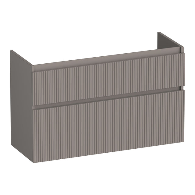 BRAUER Delight Wavy onderkast ondiep 100 met 2 softclose lades greeploos en 1 sifon uitsparing mat taupe OK-DLWO100MT