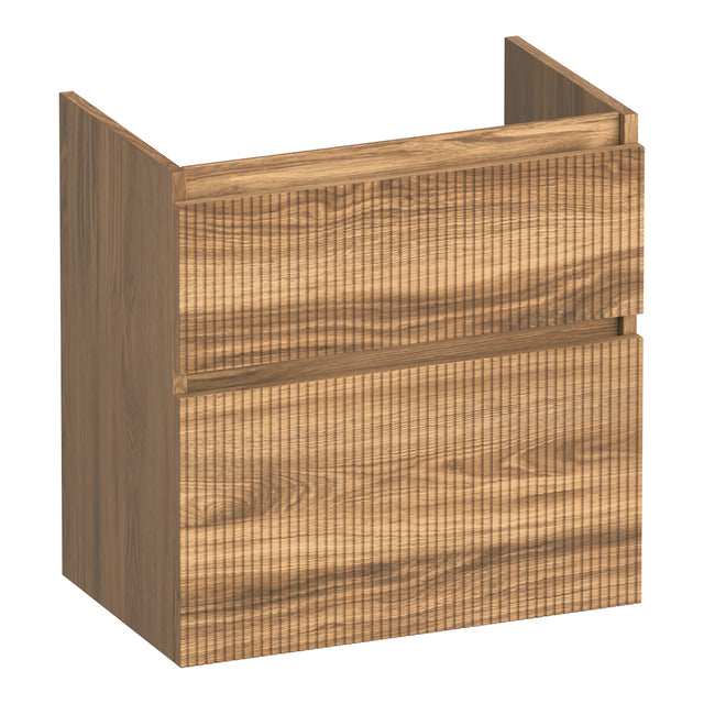 BRAUER Delight Wavy onderkast ondiep 60 met 2 softclose lades greeploos en 1 sifon uitsparing Honey OK-DLWO60HO