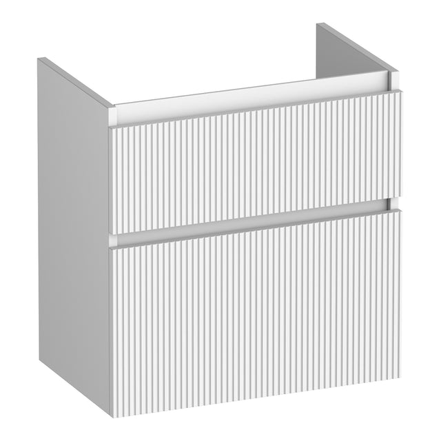 BRAUER Delight Wavy onderkast ondiep 60 met 2 softclose lades greeploos en 1 sifon uitsparing mat wit OK-DLWO60MW