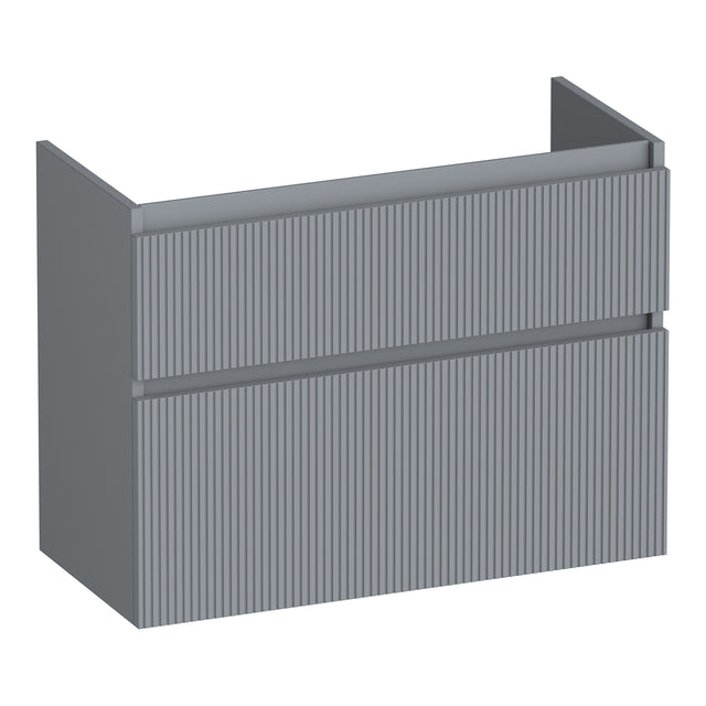 BRAUER Delight Wavy onderkast ondiep 80 met 2 softclose lades greeploos en 1 sifon uitsparing mat grijs OK-DLWO80MG