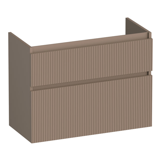 BRAUER Delight Wavy onderkast ondiep 80 met 2 softclose lades greeploos en 1 sifon uitsparing mat mokka OK-DLWO80MM