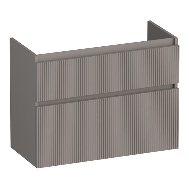 BRAUER Delight Wavy onderkast ondiep 80 met 2 softclose lades greeploos en 1 sifon uitsparing mat taupe OK-DLWO80MT