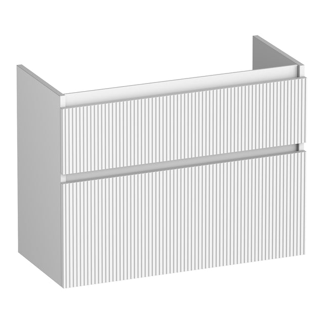 BRAUER Delight Wavy onderkast ondiep 80 met 2 softclose lades greeploos en 1 sifon uitsparing mat wit OK-DLWO80MW