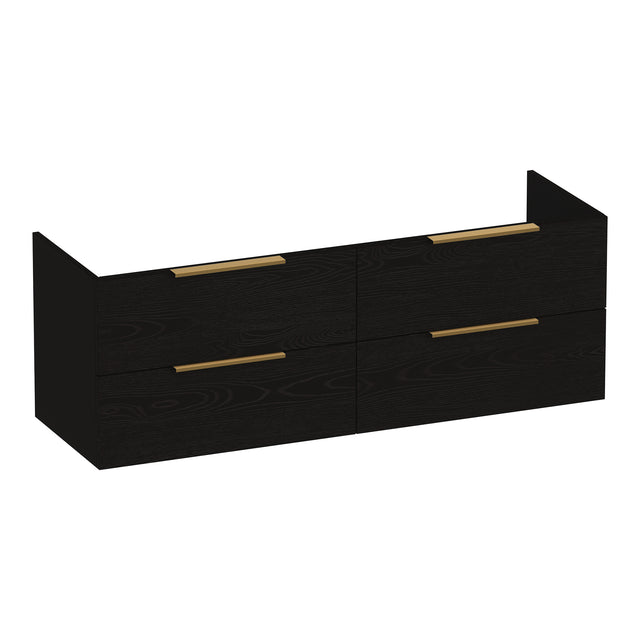 BRAUER Elevate onderkast 140 excl. opleggrepen met 4 softclose lades en 2 sifon uitsparingen Timber Black OK-EL140TB