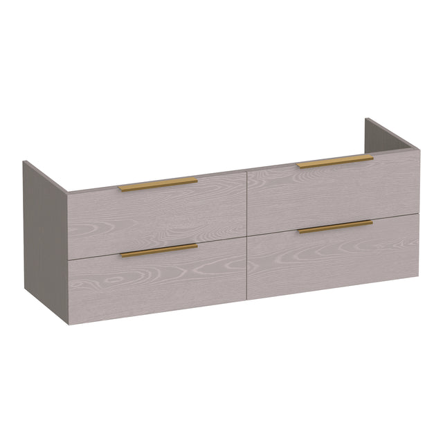 BRAUER Elevate onderkast 140 excl. opleggrepen met 4 softclose lades en 2 sifon uitsparingen Timber Greige OK-EL140TE