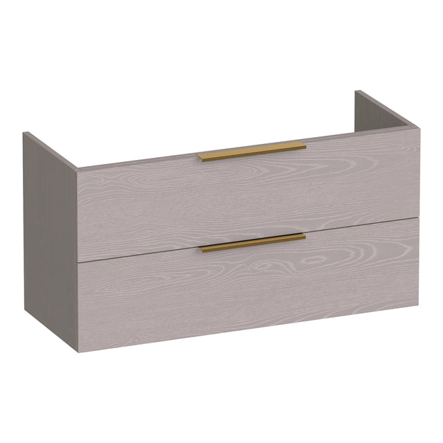 BRAUER Elevate onderkast ondiep 100 excl. opleggrepen met 2 softclose lades en 1 sifon uitsparing Timber Greige OK-ELO100TE