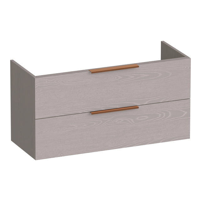 BRAUER Elevate onderkast ondiep 100 excl. opleggrepen met 2 softclose lades en 1 sifon uitsparing Timber Greige OK-ELO100TE