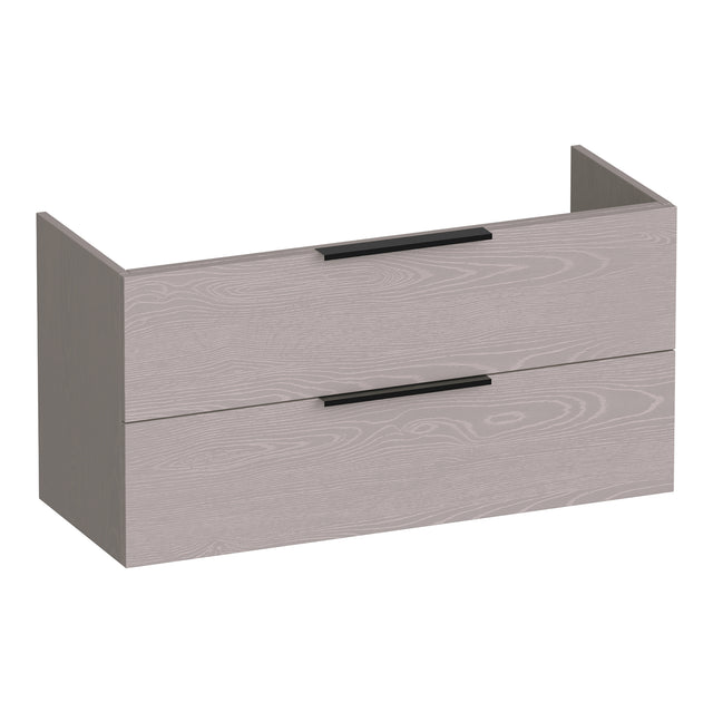 BRAUER Elevate onderkast ondiep 100 excl. opleggrepen met 2 softclose lades en 1 sifon uitsparing Timber Greige OK-ELO100TE