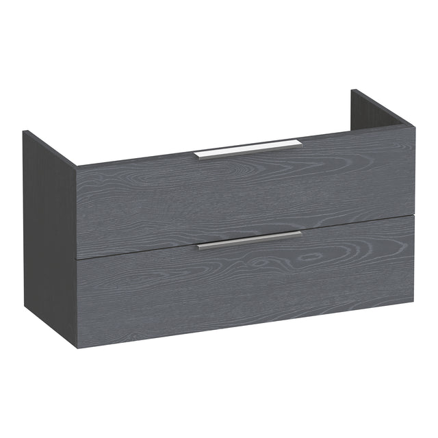 BRAUER Elevate onderkast ondiep 100 excl. opleggrepen met 2 softclose lades en 1 sifon uitsparing Timber Grey OK-ELO100TG