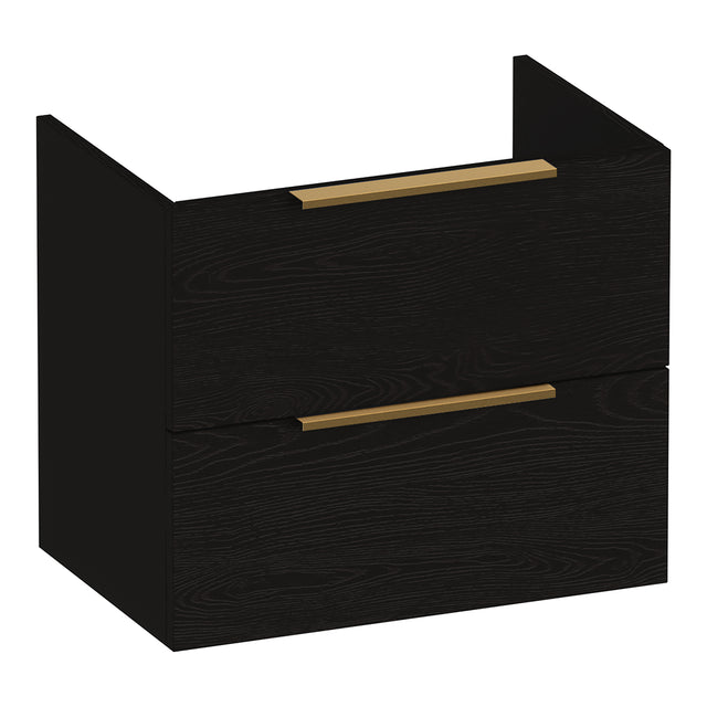 BRAUER Elevate onderkast ondiep 60 excl. opleggrepen met 2 softclose lades en 1 sifon uitsparing Timber Black OK-ELO60TB