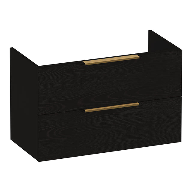 BRAUER Elevate onderkast ondiep 80 excl. opleggrepen met 2 softclose lades en 1 sifon uitsparing Timber Black OK-ELO80TB