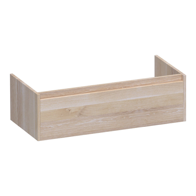 BRAUER Hope onderkast 100 met 1 softclose lade greeploos en 1 sifon uitsparing lamellen eiken wit OK-HP100LEW