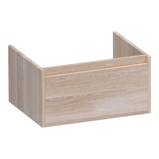 BRAUER Hope onderkast 60 met 1 softclose lade greeploos en 1 sifon uitsparing lamellen eiken wit OK-HP60LEW