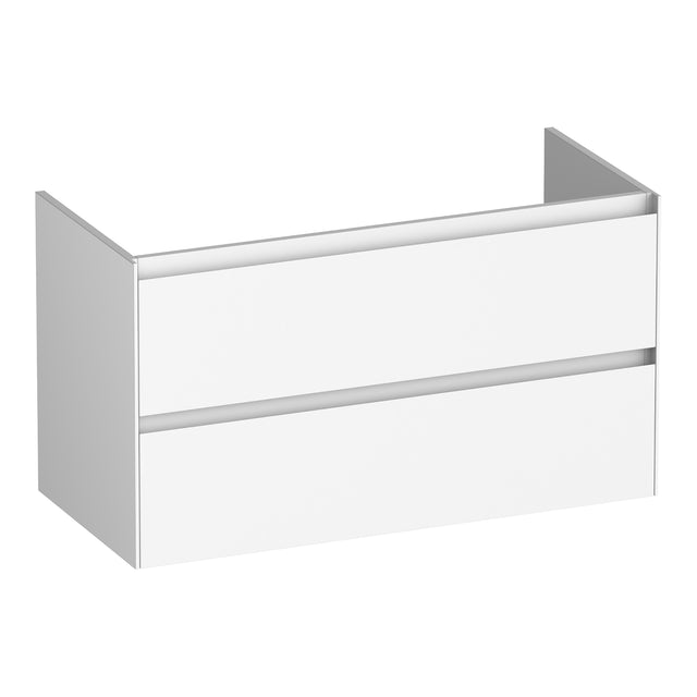 BRAUER Inspire onderkast 100 met 2 softclose lades greeploos en 1 sifon uitsparing mat wit OK-IN100MW