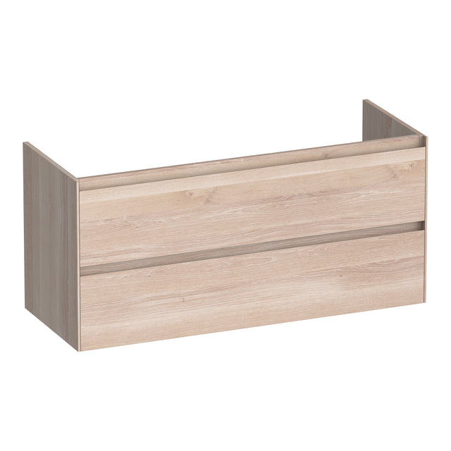BRAUER Inspire onderkast 120 met 2 softclose lades greeploos en 2 sifon uitsparingen lamellen eiken wit OK-IN120-2LEW