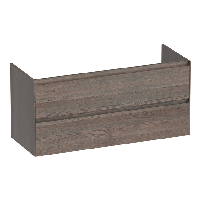 BRAUER Inspire onderkast 120 met 2 softclose lades greeploos en 2 sifon uitsparingen lamellen eiken zwart OK-IN120-2LEZ