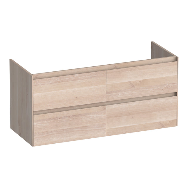 BRAUER Inspire onderkast 120 met 4 softclose lades greeploos en 2 sifon uitsparingen lamellen eiken wit OK-IN120-4LEW