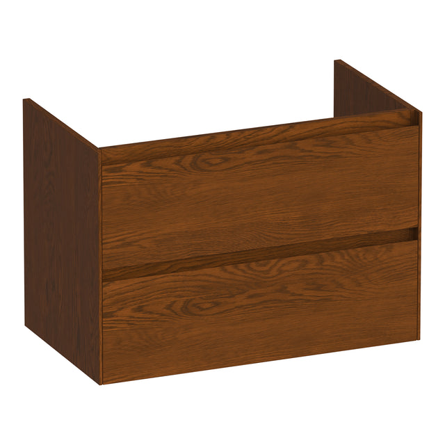 BRAUER Inspire onderkast 80 met 2 softclose lades greeploos en 1 sifon uitsparing lamellen eiken bruin OK-IN80LEB