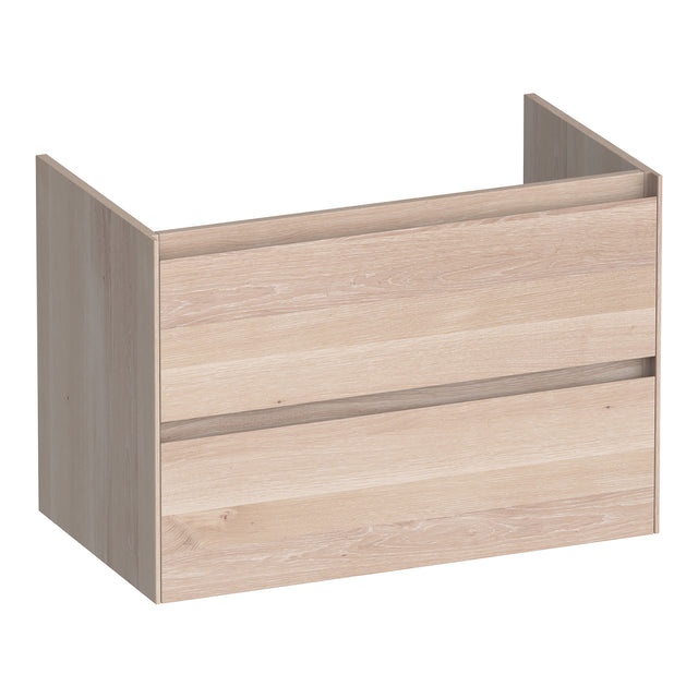 BRAUER Inspire onderkast 80 met 2 softclose lades greeploos en 1 sifon uitsparing lamellen eiken wit OK-IN80LEW