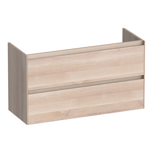 BRAUER Inspire onderkast ondiep 100 met 2 softclose lades greeploos en 1 sifon uitsparing lamellen eiken wit OK-INO100LEW