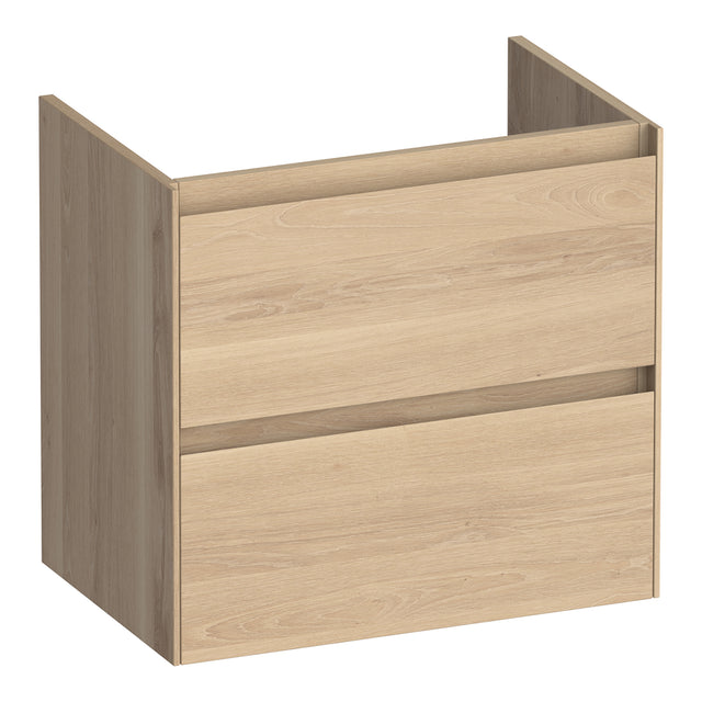 BRAUER Inspire onderkast ondiep 60 met 2 softclose lades greeploos en 1 sifon uitsparing lamellen eiken naturel OK-INO60LEN