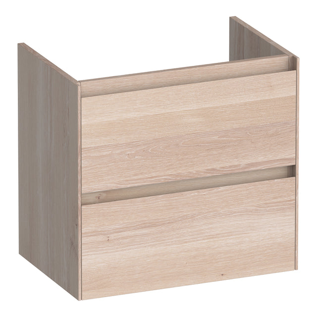 BRAUER Inspire onderkast ondiep 60 met 2 softclose lades greeploos en 1 sifon uitsparing lamellen eiken wit OK-INO60LEW