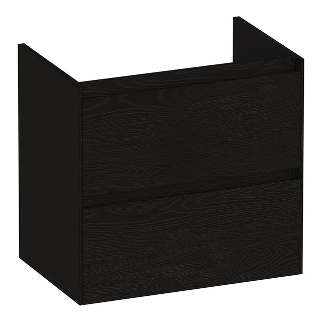 BRAUER Inspire onderkast ondiep 60 met 2 softclose lades greeploos en 1 sifon uitsparing Timber Black OK-INO60TB