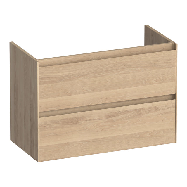 BRAUER Inspire onderkast ondiep 80 met 2 softclose lades greeploos en 1 sifon uitsparing lamellen eiken naturel OK-INO80LEN