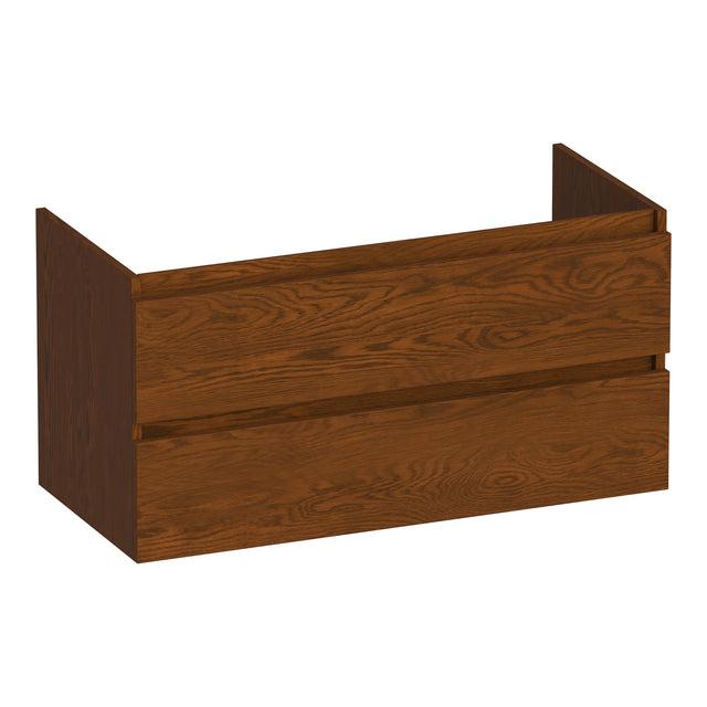 BRAUER Joy onderkast 100 met 2 softclose lades greeploos en 1 sifon uitsparing lamellen eiken bruin OK-JY100LEB