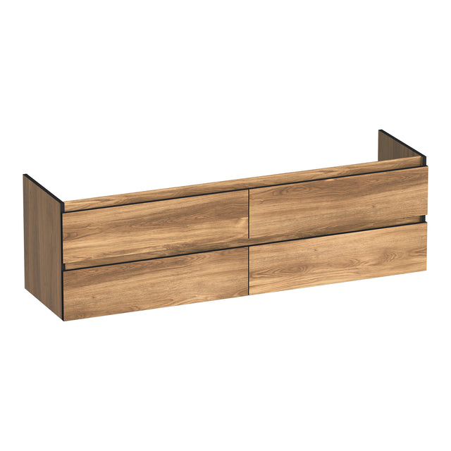 BRAUER Joy Edge onderkast 160 met 4 softclose lades greeploos en 2 sifon uitsparingen Honey OK-JYE160HO
