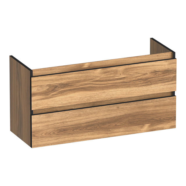 BRAUER Joy Edge onderkast ondiep 100 met 2 softclose lades greeploos en 1 sifon uitsparing Honey OK-JYEO100HO