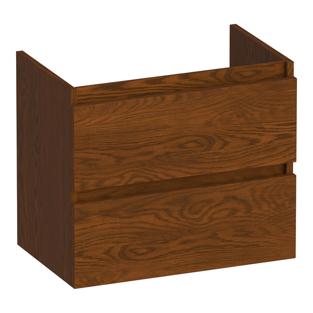 BRAUER Joy onderkast ondiep 60 met 2 softclose lades greeploos en 1 sifon uitsparing lamellen eiken bruin OK-JYO60LEB