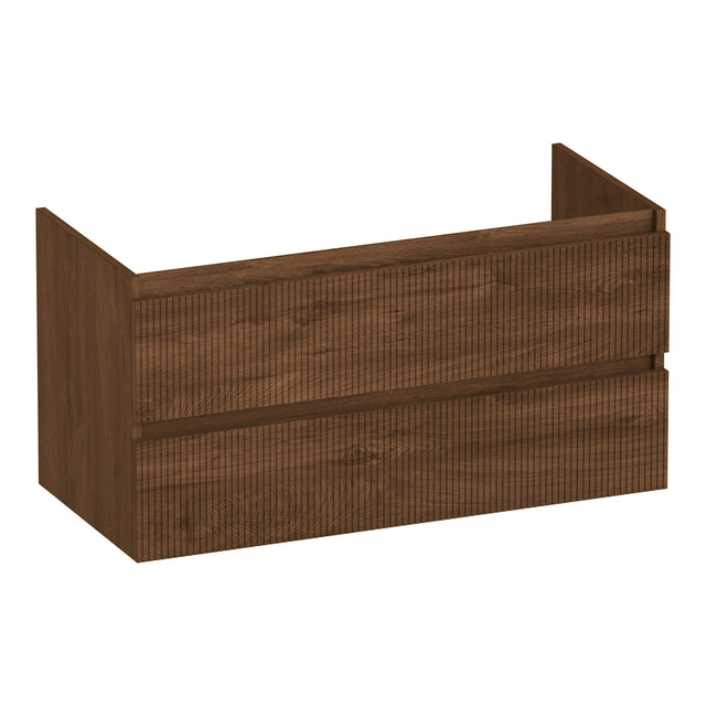 BRAUER Joy Wavy onderkast 100 met 2 softclose lades greeploos en 1 sifon uitsparing Forest Cacao OK-JYW100FC