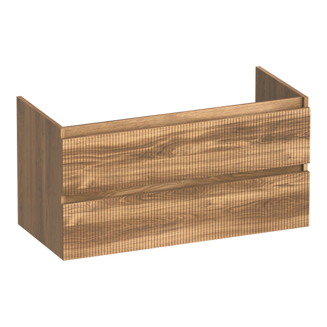 BRAUER Joy Wavy onderkast 100 met 2 softclose lades greeploos en 1 sifon uitsparing Honey OK-JYW100HO