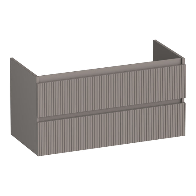BRAUER Joy Wavy onderkast 100 met 2 softclose lades greeploos en 1 sifon uitsparing mat taupe OK-JYW100MT