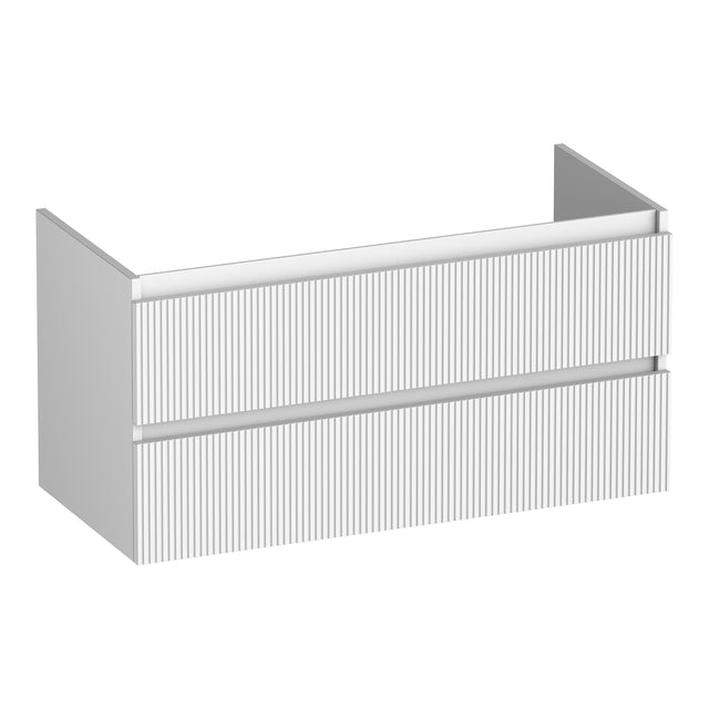 BRAUER Joy Wavy onderkast 100 met 2 softclose lades greeploos en 1 sifon uitsparing mat wit OK-JYW100MW