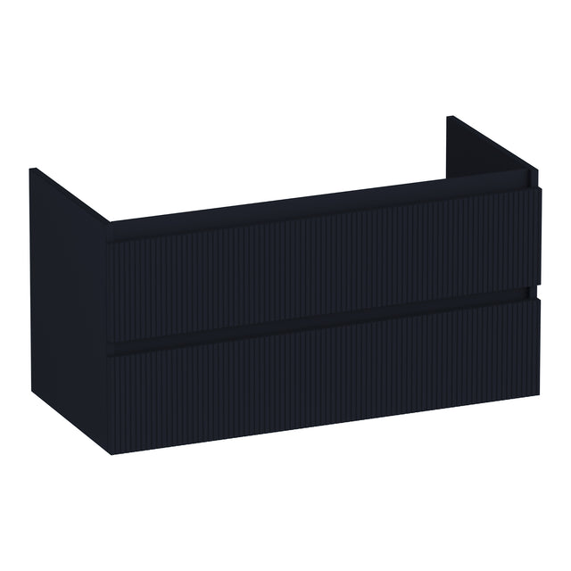 BRAUER Joy Wavy onderkast 100 met 2 softclose lades greeploos en 1 sifon uitsparing mat zwart OK-JYW100MZ