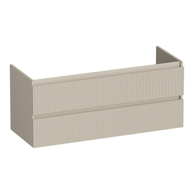 BRAUER Joy Wavy onderkast 120 met 2 softclose lades greeploos en 2 sifon uitsparingen mat beige OK-JYW120-2MB