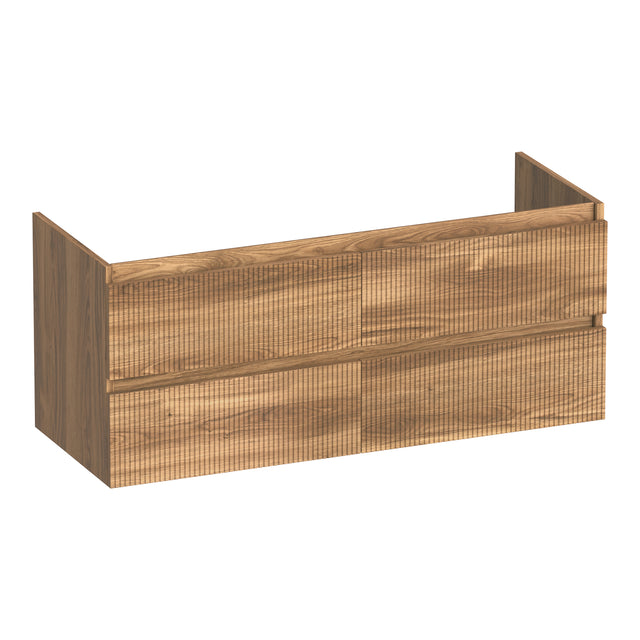 BRAUER Joy Wavy onderkast 120 met 4 softclose lades greeploos en 2 sifon uitsparingen Honey OK-JYW120-4HO