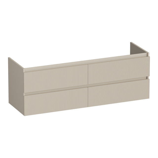 BRAUER Joy Wavy onderkast 140 met 4 softclose lades greeploos en 2 sifon uitsparingen mat beige OK-JYW140MB