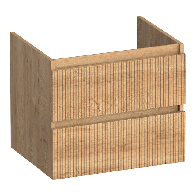 BRAUER Joy Wavy onderkast 60 met 2 softclose lades greeploos en 1 sifon uitsparing Forest Tan OK-JYW60FT