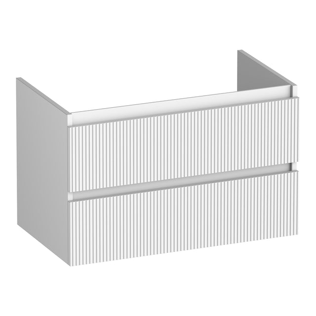 BRAUER Joy Wavy onderkast 80 met 2 softclose lades greeploos en 1 sifon uitsparing mat wit OK-JYW80MW