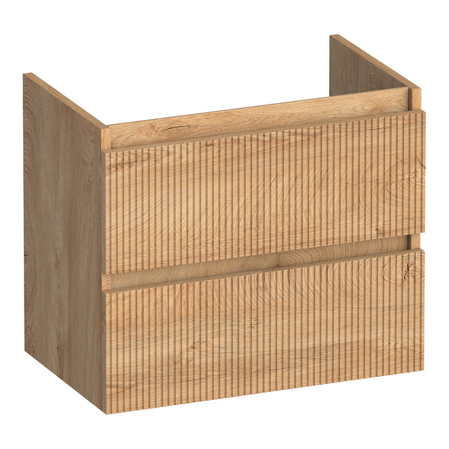 BRAUER Joy Wavy onderkast ondiep 60 met 2 softclose lades greeploos en 1 sifon uitsparing Forest Tan OK-JYWO60FT