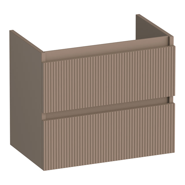 BRAUER Joy Wavy onderkast ondiep 60 met 2 softclose lades greeploos en 1 sifon uitsparing mat mokka OK-JYWO60MM