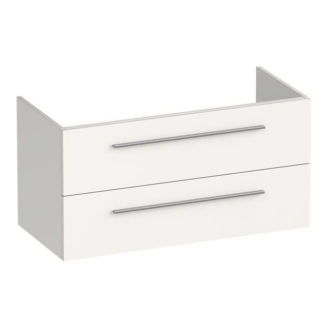 BRAUER Trust onderkast 100 excl. opbouwgrepen met 2 softclose lades en 1 sifon uitsparing mat wit OK-TR100MW