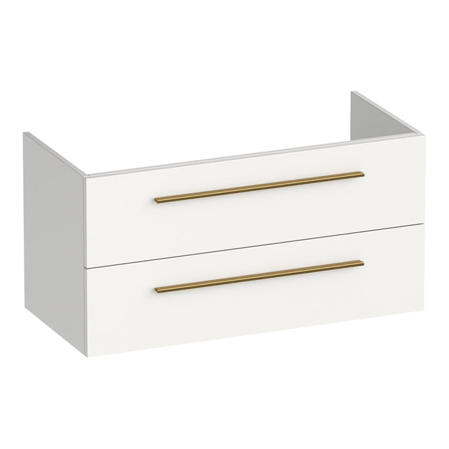 BRAUER Trust onderkast 100 excl. opbouwgrepen met 2 softclose lades en 1 sifon uitsparing mat wit OK-TR100MW