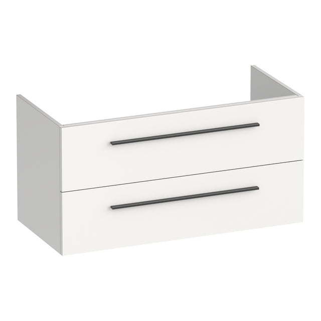 BRAUER Trust onderkast 100 excl. opbouwgrepen met 2 softclose lades en 1 sifon uitsparing mat wit OK-TR100MW