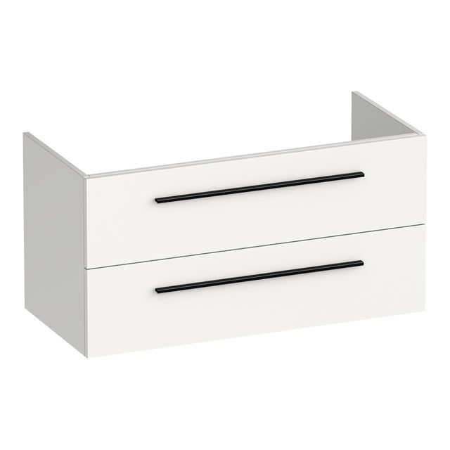 BRAUER Trust onderkast 100 excl. opbouwgrepen met 2 softclose lades en 1 sifon uitsparing mat wit OK-TR100MW