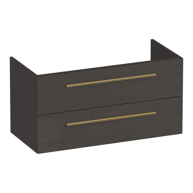 BRAUER Trust onderkast 100 excl. opbouwgrepen met 2 softclose lades en 1 sifon uitsparing Timber Anthracite OK-TR100TA