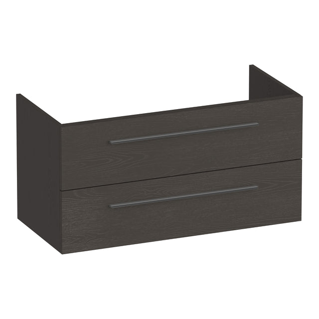 BRAUER Trust onderkast 100 excl. opbouwgrepen met 2 softclose lades en 1 sifon uitsparing Timber Anthracite OK-TR100TA